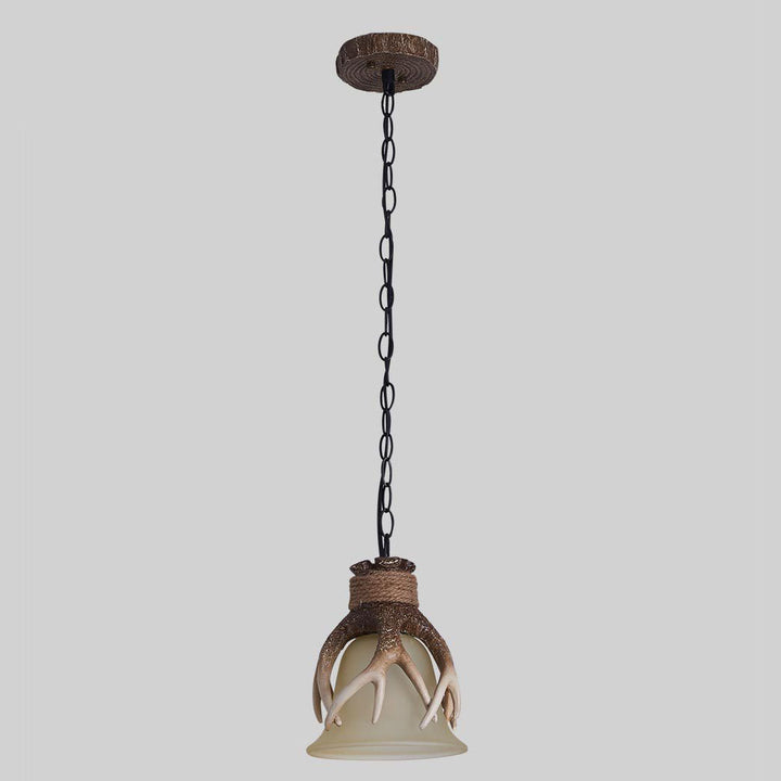 Moderne industrielle Pendelleuchte mit Geweih-, Ruder-, Harz- und Glasdesign, 1-flammig, für das Esszimmer 