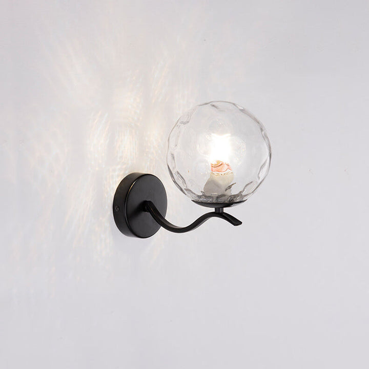 Lámpara de Aplique de Pared de 1 Luz con Pantalla Esférica de Vidrio y Soporte de Hierro de Lujo 