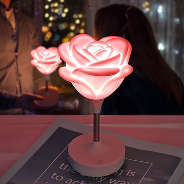 Lampe de table à lumière LED tactile rechargeable USB rose romantique et créative 