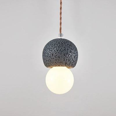 Contemporary Creative Imitation Rock Texture Semicircular Resin Shade 1-Light Pendant Light For Dining Room