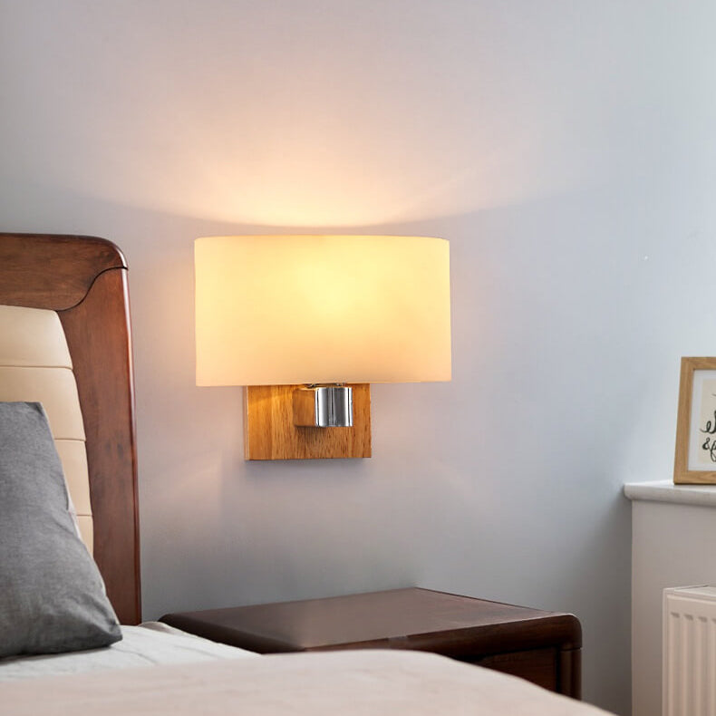 Nordic Minimalist Glass Wood 1-Light Wall Sconce Lamp