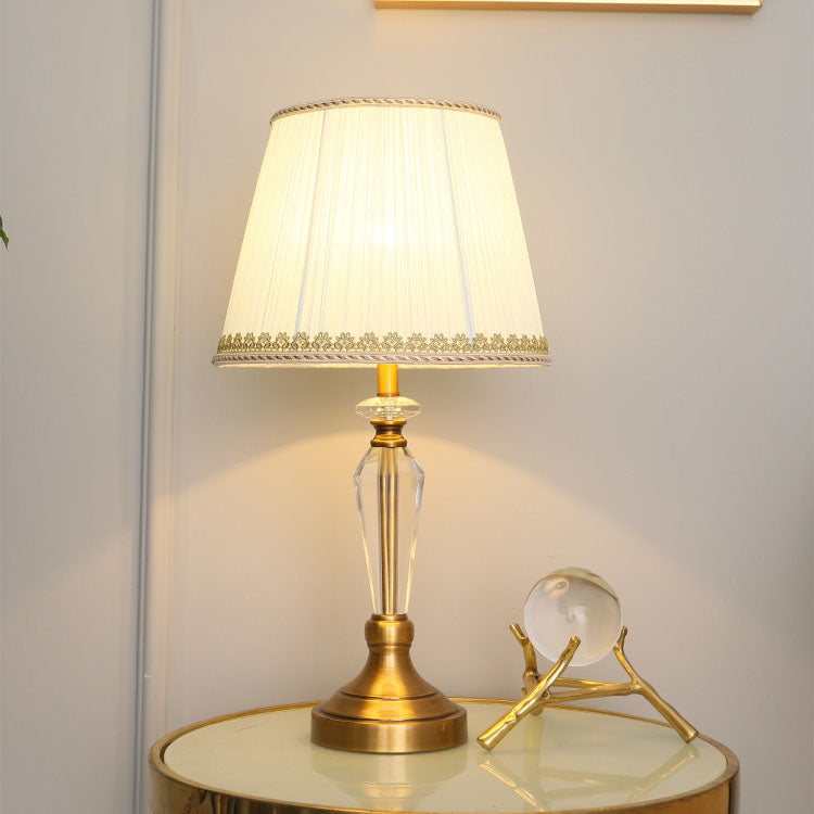 Lampe de table européenne minimaliste en tissu cristal à 1 lumière 