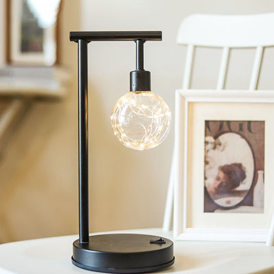 Simple Ball Shade Iron LED USB Battery Night Light Table Lamp
