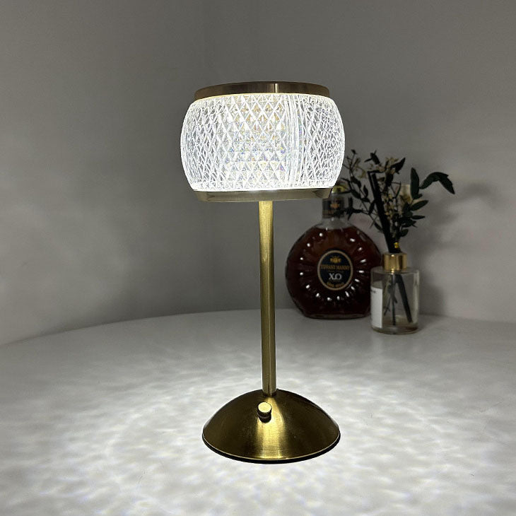 Nordic Minimalist Acrylic Drum Gold LED Rechargeable Touch Table Lamp