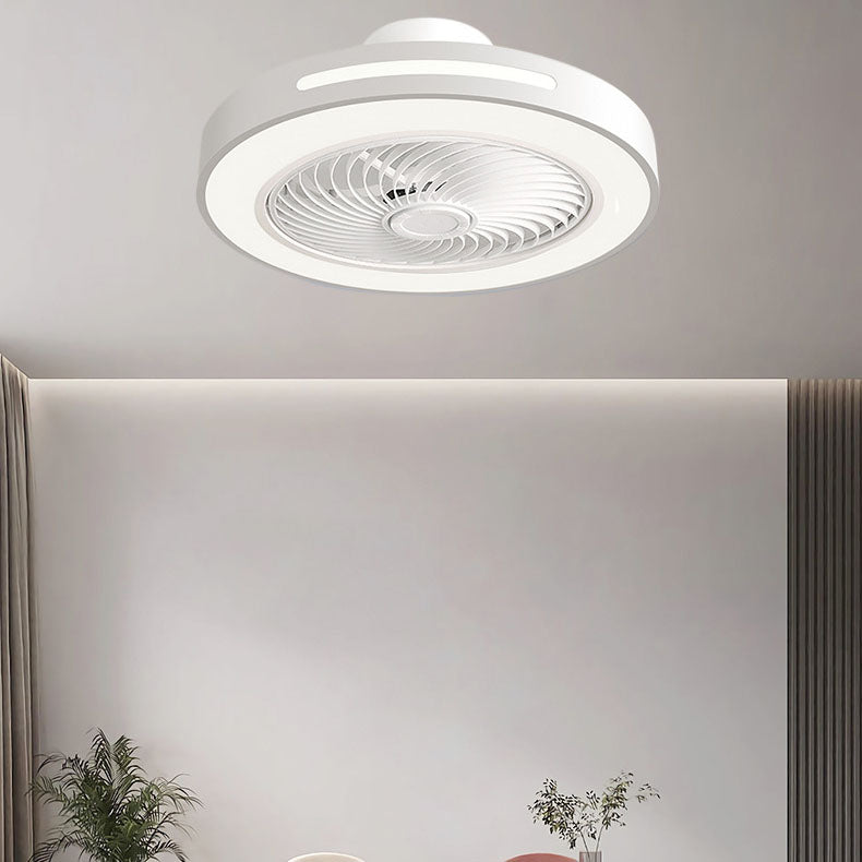 Modern Minimalist Solid Color Iron Copper LED Flush Mount Ceiling Fan Light