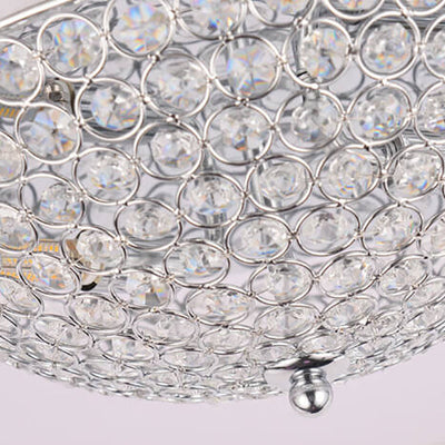 Modern Crystal Dome Design Round Decorative 2-Light Flush Mount Light