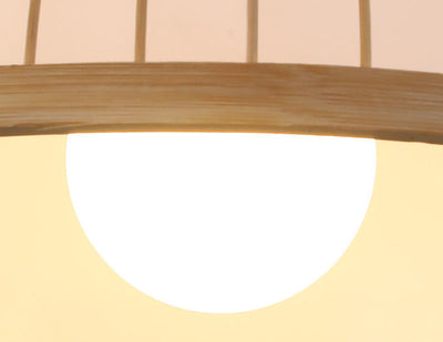 Modern Chinese Bamboo Weaving Pot Lid 1-Light Pendant Light