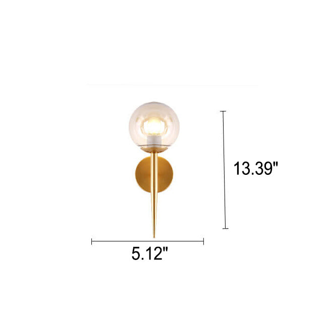 Moderne, minimalistische Glas-Wandleuchte mit rundem Kugelschirm, langer Stange, 1 Licht