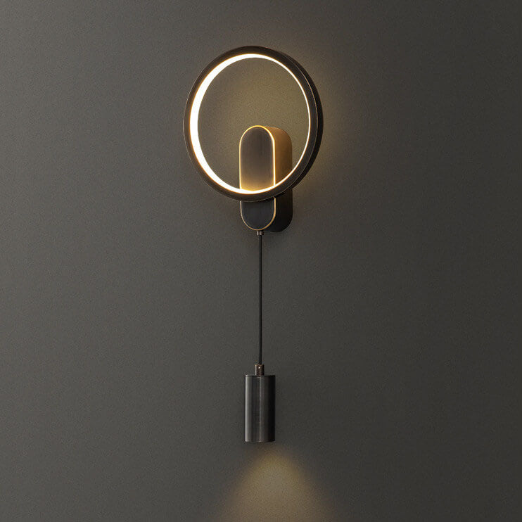 Lámpara Aplique de Pared Creativa LED Redonda Nórdica de Cobre Industrial 