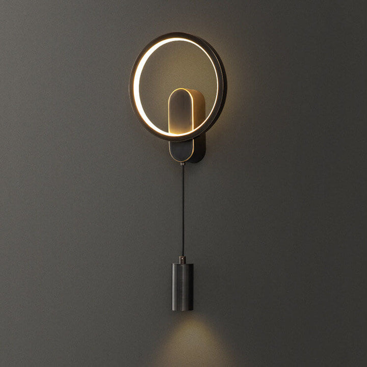 Lámpara Aplique de Pared Creativa LED Redonda Nórdica de Cobre Industrial 
