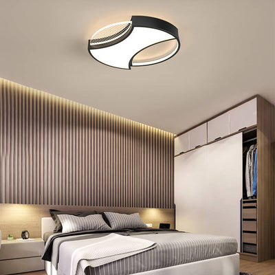 Light Luxury Combination Acrylic Round Gold Black LED Flush Mount Light