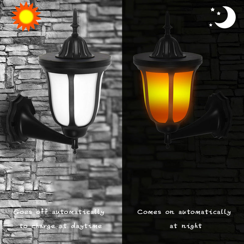 Solar Flame Lantern LED Outdoor Waterproof Landscape Wall Sconce Lamp