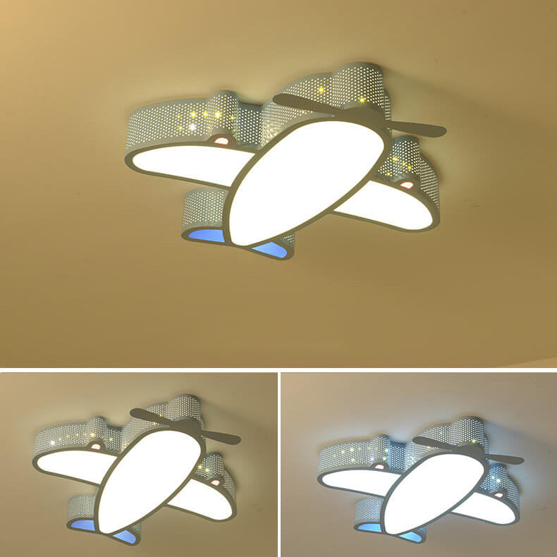Cartoon Creative Luminous Aircraft Design LED Flush Mount Ceiling Light