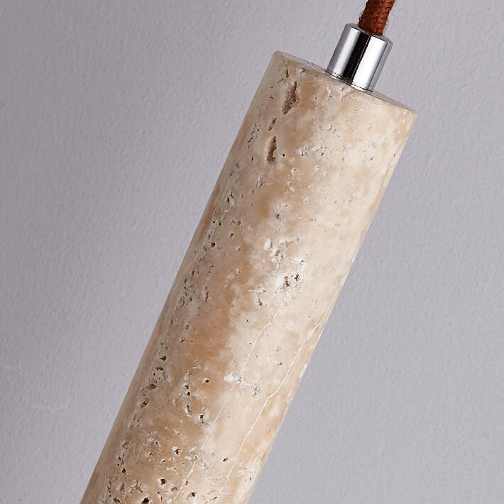 Japanese Wabi Sabi Yellow Travertine Cylinder 1-Light Pendant Light