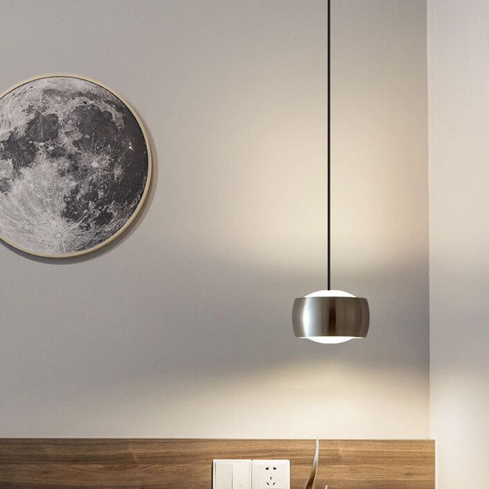 Modern Luxury Acrylic Iron Drum Round Copper LED Pendant Light for Living Room