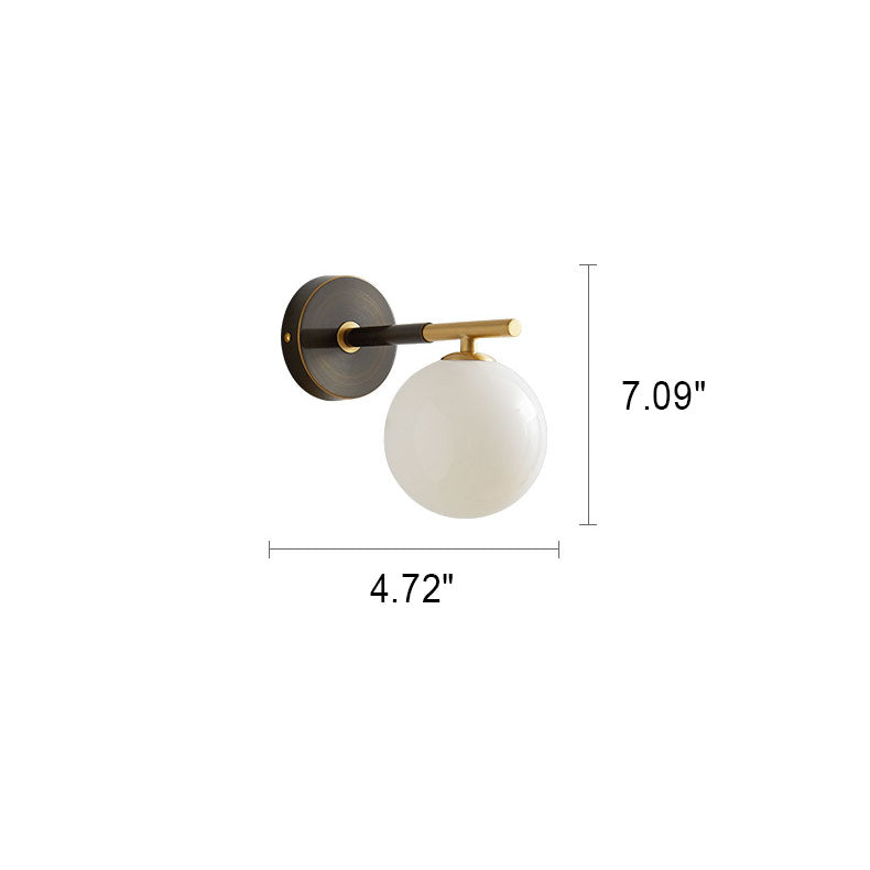 Lampe murale en laiton avec boule ronde nordique de luxe léger à 1 lumière 