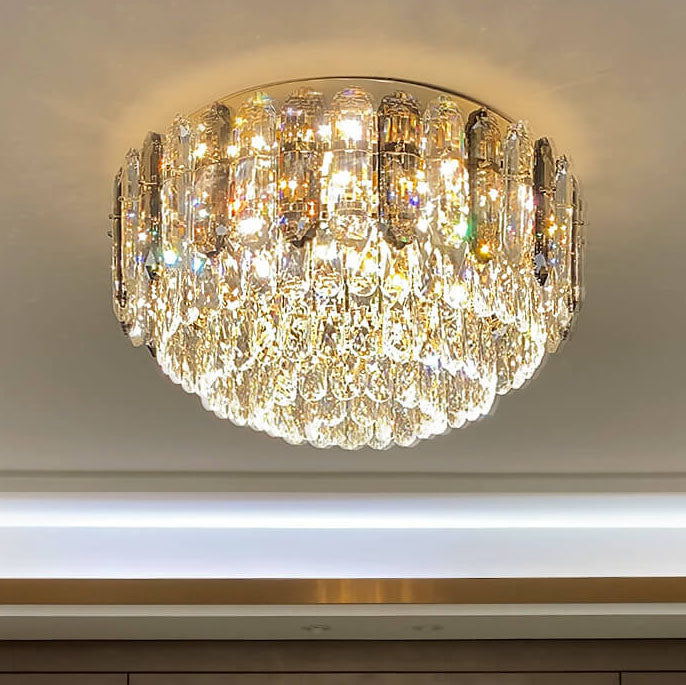 Modern Luxury Crystal Column Dome LED Flush Mount Ceiling Light
