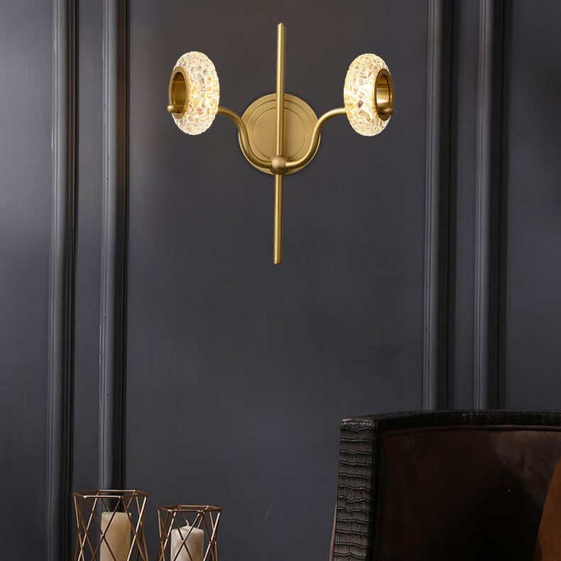 Modern Light Luxury Brass Glass Circle 1/2 Light Wall Sconce Lamp