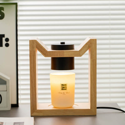 Moderner einfacher Lampenkopf aus massivem Holz, verstellbare LED-Tischlampe mit schmelzendem Wachs 