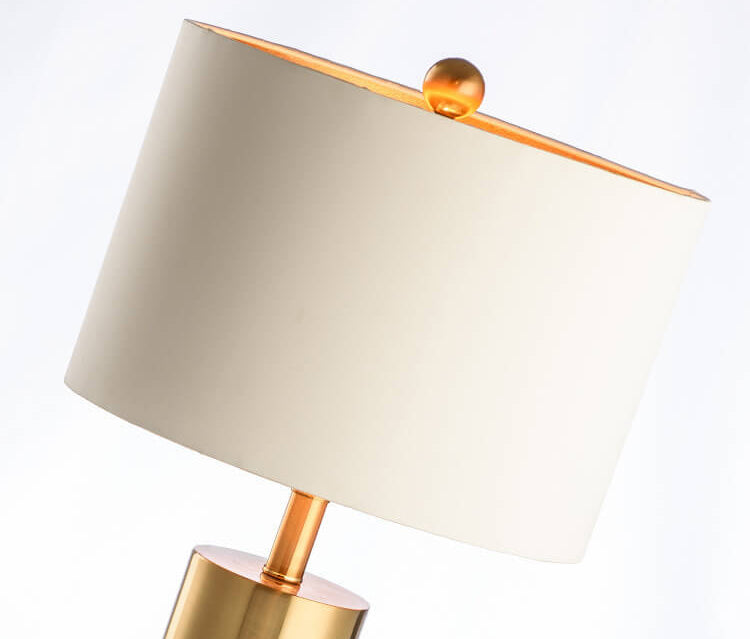 Moderne Stoff-Marmorsäulenbasis 1-Licht Tischlampe 