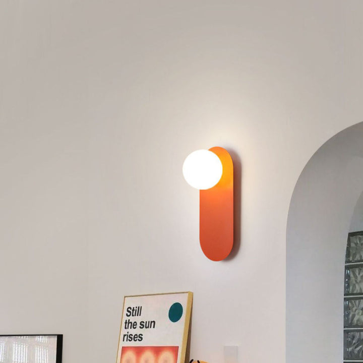 Aplique de pared de 1 luz con base de anillo naranja de vidrio minimalista nórdico 