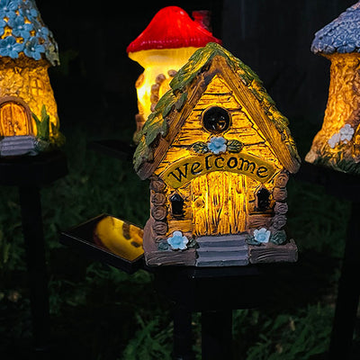 Europäisches Vintages Blumenhaus-Harz-dekoratives Solarim Freienrasen-LED-Garten-Boden-Einsatz-Landschaftslicht 