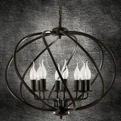 Retro Industrial Iron Candle Design 8-Light Chandelier