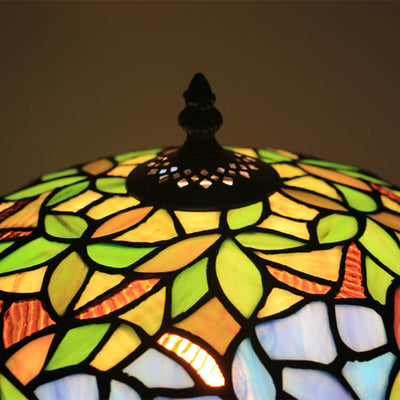 Tiffany Colored Flower Glass Cylinder Shade 1-Light Table Lamp