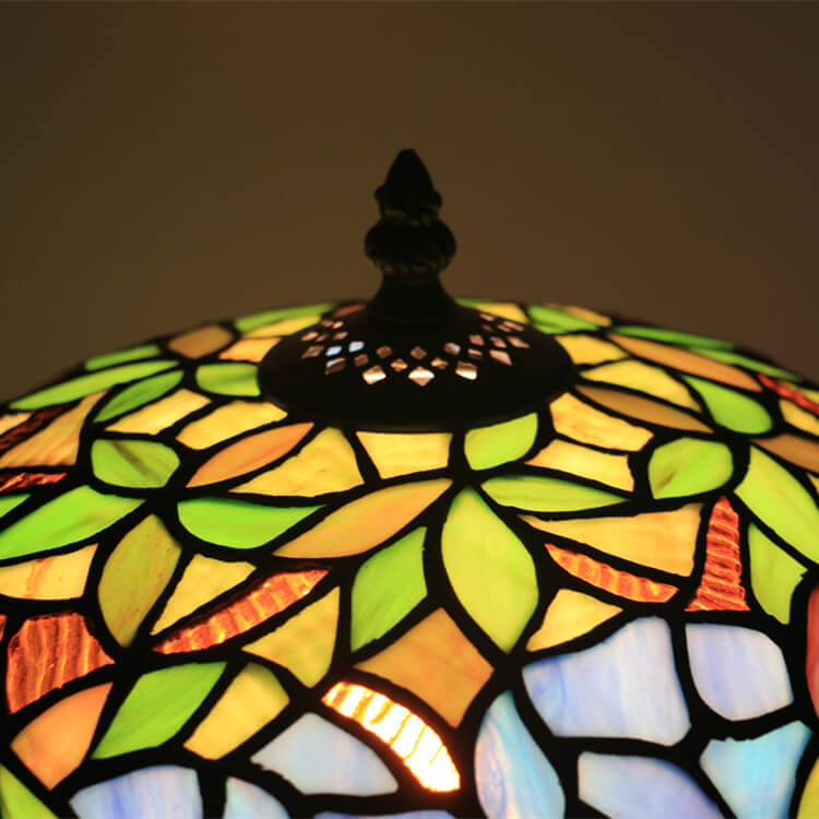 Abat-jour cylindrique en verre coloré Tiffany Fleur 1 lumière pour lampe de table 