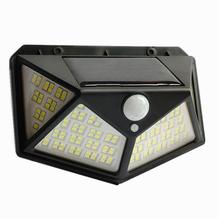 Lampe murale solaire extérieure 162 LED étanche avec capteur de mouvement pour jardin 