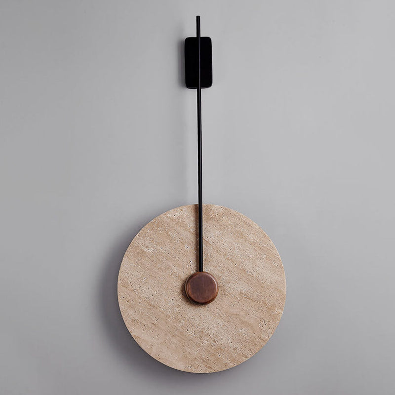 Skandinavische moderne minimalistische runde Eisen-Gelbe Travertin-LED-Wandleuchte 