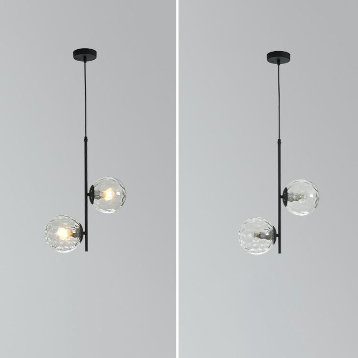 Moderner minimalistischer 2-flammiger Kronleuchter mit rundem Glaskugel- und Astdesign aus Eisen für das Wohnzimmer 