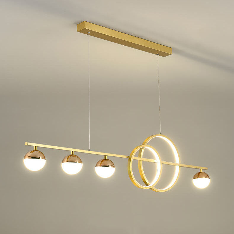 Modern Luxury Long Strip Round Globe Design LED Island Light Chandelier
