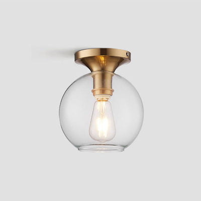 Modern Simple Clear Glass Orb 1-Light Semi-Flush Mount Ceiling Light