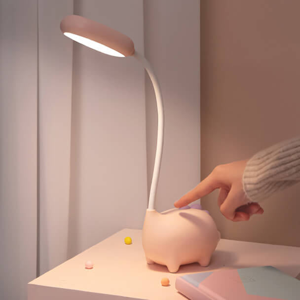 Lámpara de escritorio LED recargable con cuidado de ojos de dinosaurio de dibujos animados 