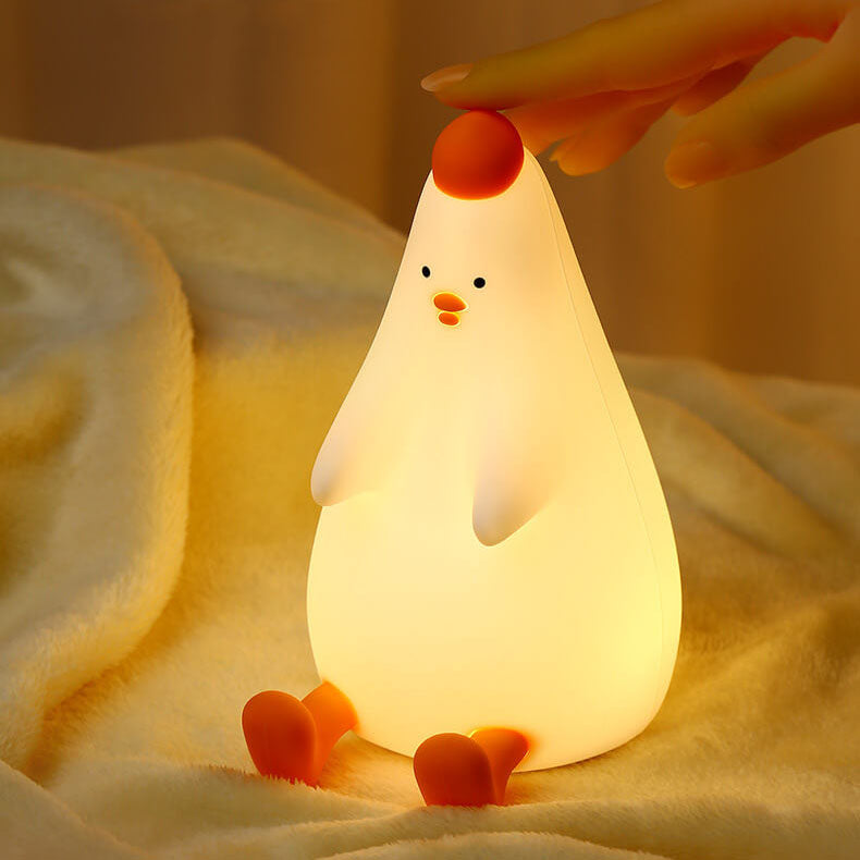 Kreative Cartoon Silikon Little Fat Chicken LED USB Pat Pat Nachtlicht Tischlampe 