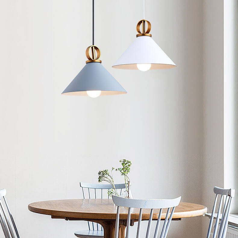Suspension lumineuse en aluminium couleur macaron moderne à 1 lumière 