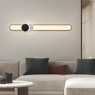 Minimalist Long Bar Double Circle Decorative Design LED Flush Mount Light