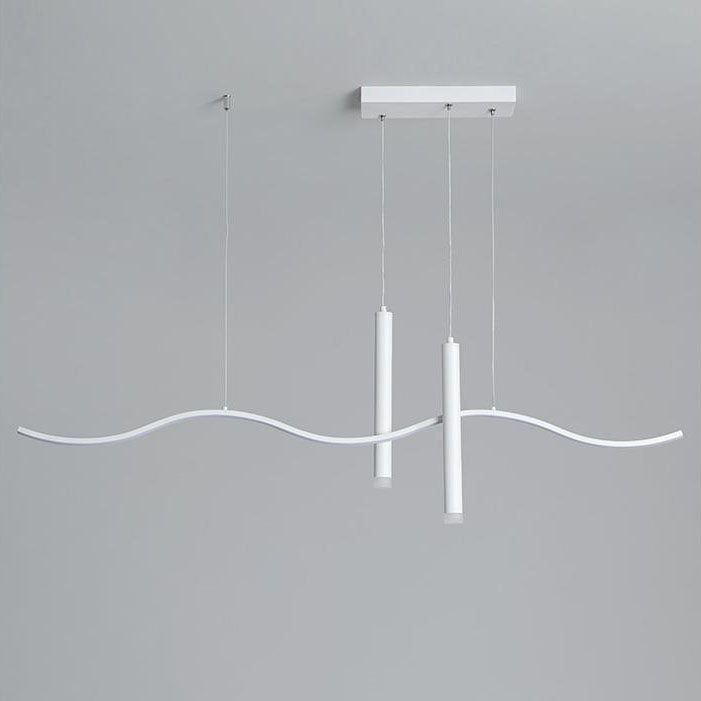 Moderne minimalistische geometrische Aluminium gewellte Linie LED Insel Licht Scheinwerfer Kronleuchter für Wohnzimmer 