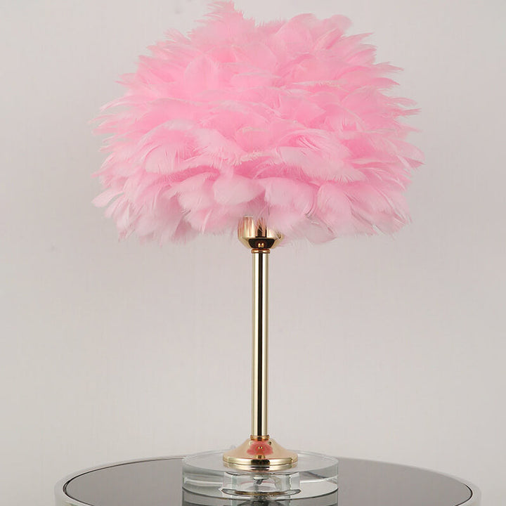 Lámpara de Mesa de 1 Luz con Base de Cristal de Pluma Moderna 