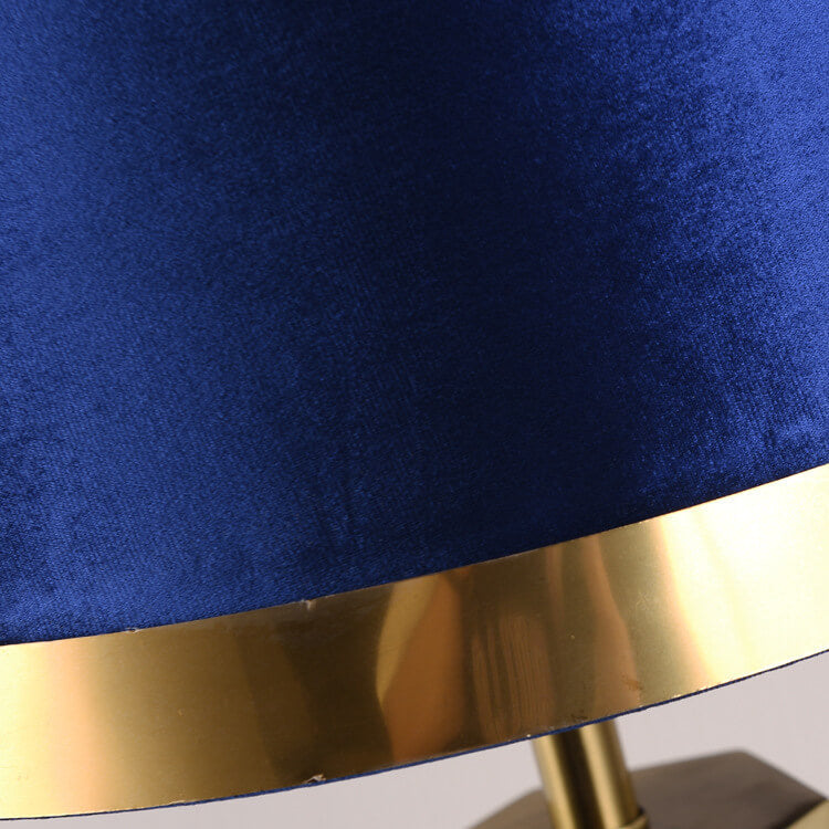 Lampe de table à 1 lumière à base géométrique en métal et tissu artistique de luxe