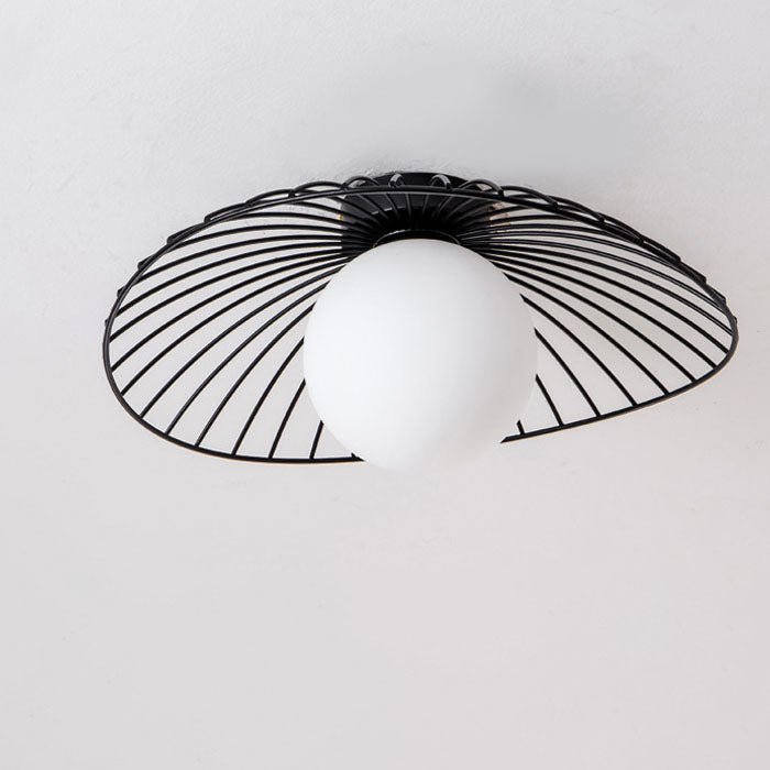 Nordic Creative Glass Straw Hat 1-Light Semi-Flush Mount Deckenleuchte