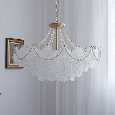 Traditional French Round Shell Hardware Glass Crystal 9/12 Chandelier For Living Room