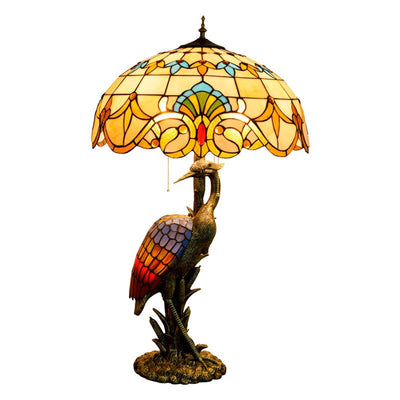 Lampe de table Tiffany en verre teinté à 3 lumières, luxe léger rétro européen, grue féminine 