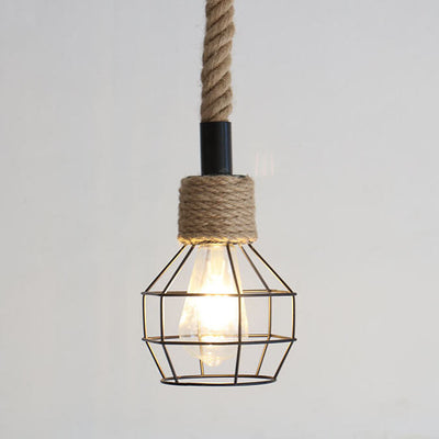 Industrial Style Nostalgic Rattan Hemp Rope 1-Light Pendant Light