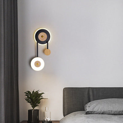 Nordic Creative Round Wood Acrylic Ring LED Wall Sconce Lamp