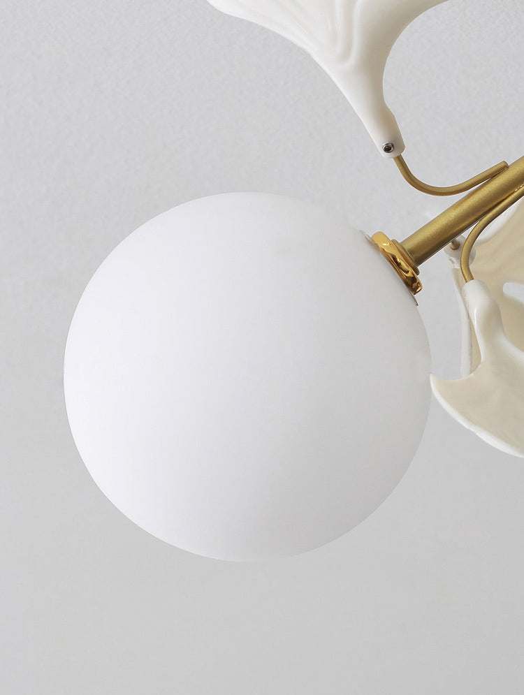 Nordic Petal Glass Orb  6-Light Semi-Flush Mount Ceiling Light