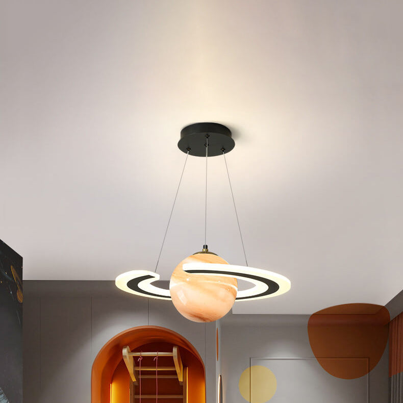 Modern Creative Space Planet Circle Kids LED Chandelier