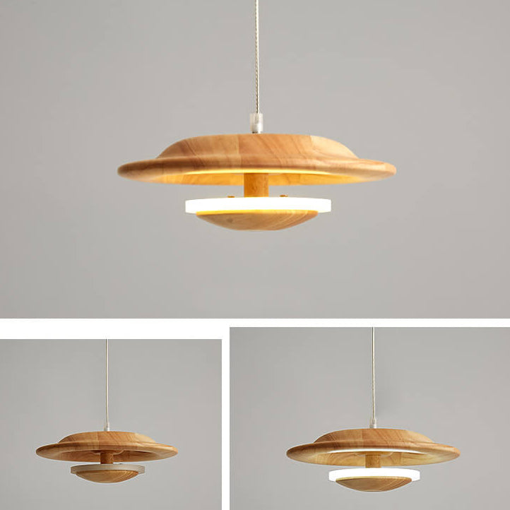 Suspension LED Design Champignon en Bois Nordique Créatif 
