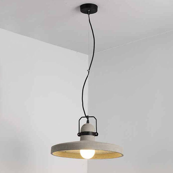 Industrial Vintage Cement Round Disc 1-Light Pendant Light